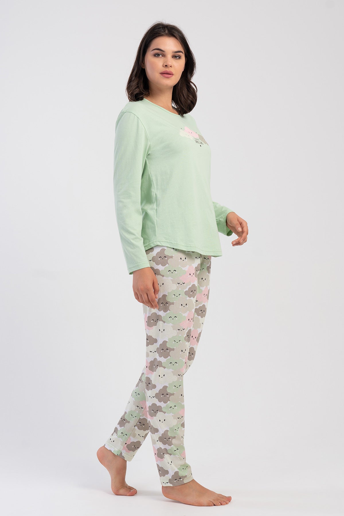 KADIN P.SUPREM XXL O YAKA UZUN KOL ETEGI OVAL PIJAMA TAKIM 504042
