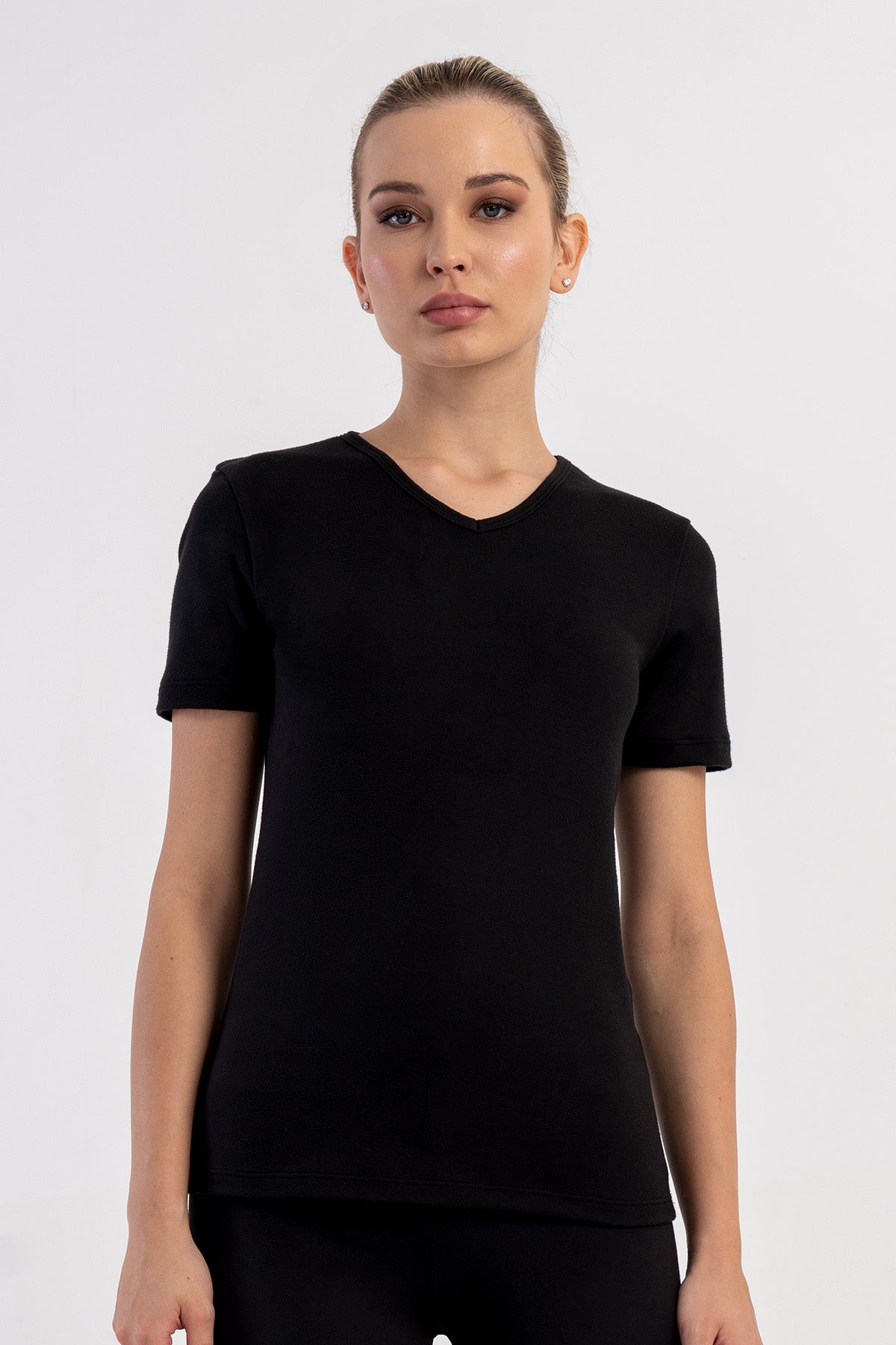 KADIN COMFORT V YAKA KISA KOL T-SHIRT