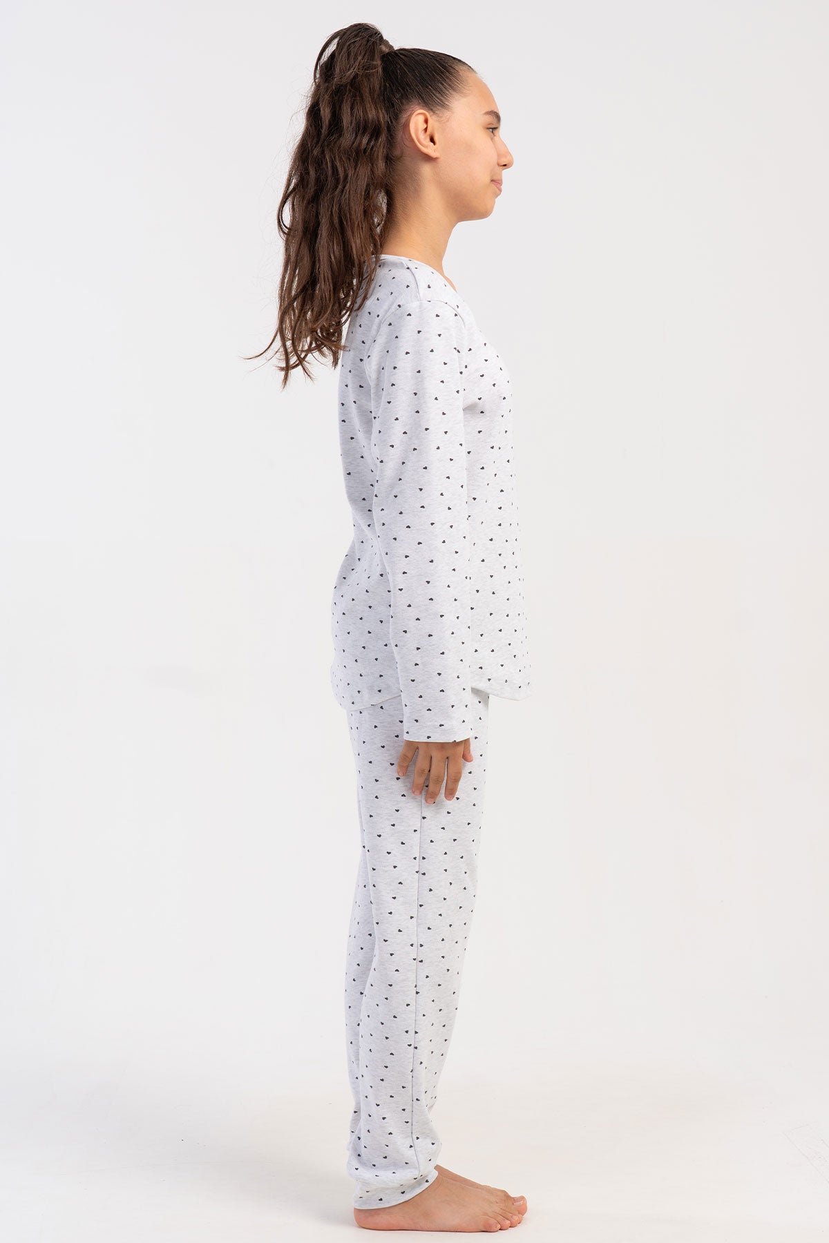 KIZ COCUK KASKORSE UZUN KOL PACASI MANSETLI PIJAMA TAKIM(5/6-9/10)