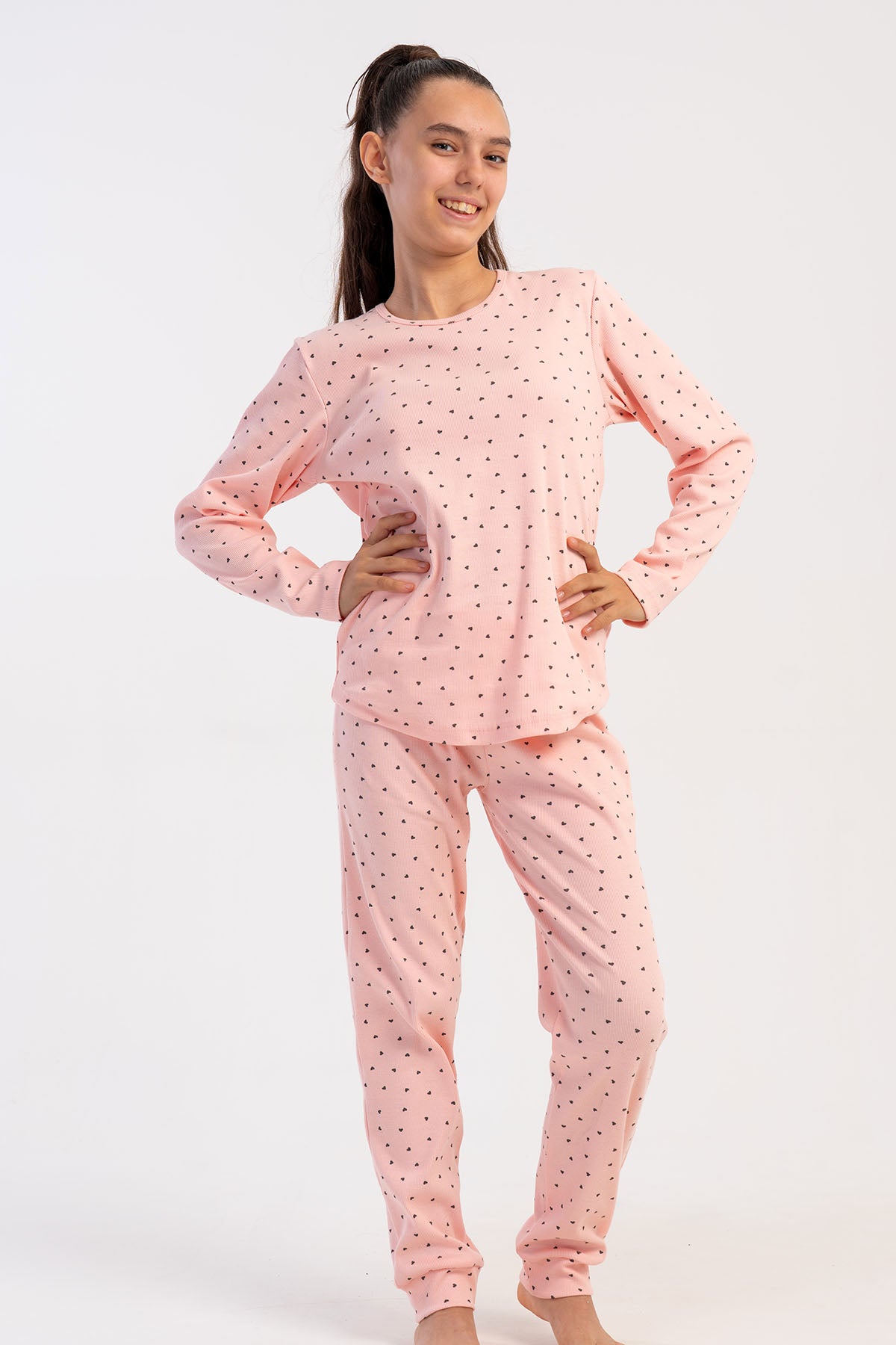 KIZ COCUK KASKORSE UZUN KOL PACASI MANSETLI PIJAMA TAKIM(5/6-9/10) 511014
