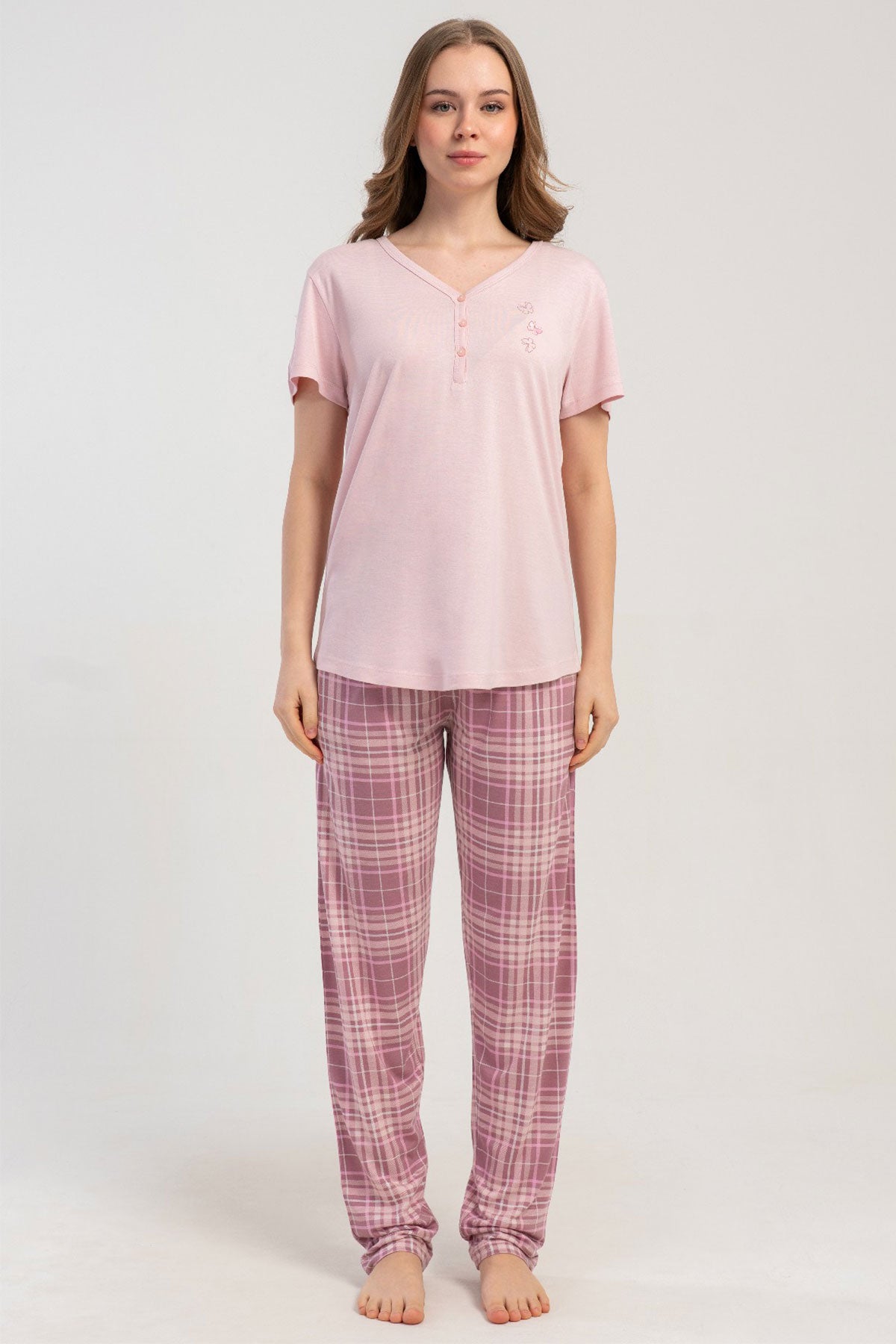 KADIN P.VISCON BISIKLET YAKA PATLI KISA KOL ETEGI OVAL PIJAMA TAKIM