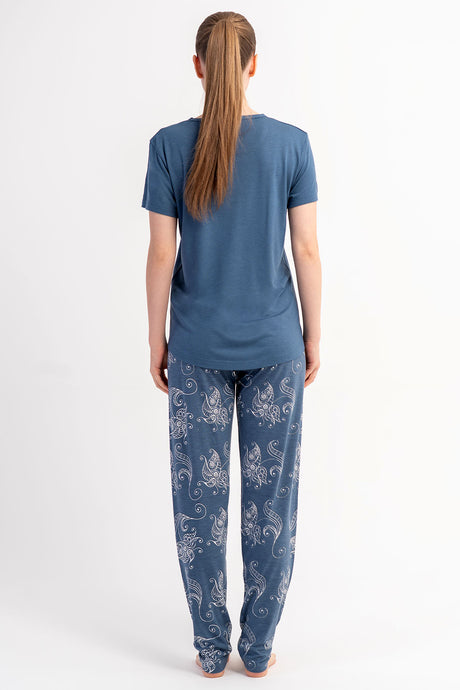 KADIN P.VISCON O YAKA KISA KOL ETEGI OVAL PIJAMA TAKIM