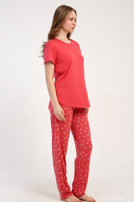 KADIN P.VISCON O YAKA KISA KOL ETEGI OVAL PIJAMA TAKIM