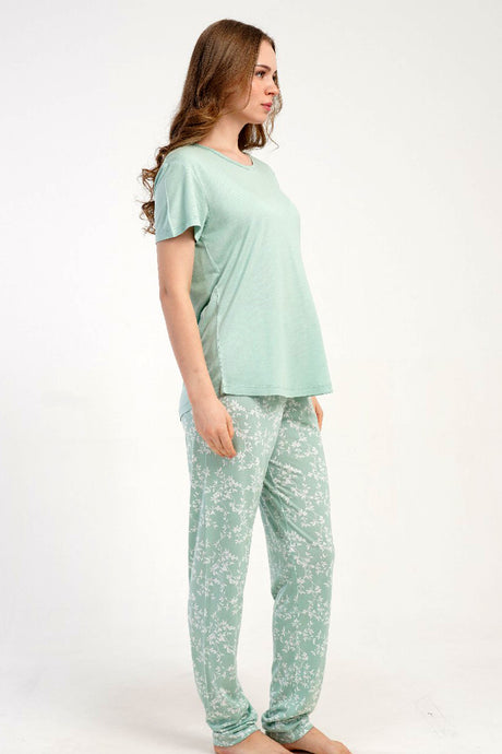 KADIN P.VISCON O YAKA KISA KOL ETEGI OVAL PIJAMA TAKIM