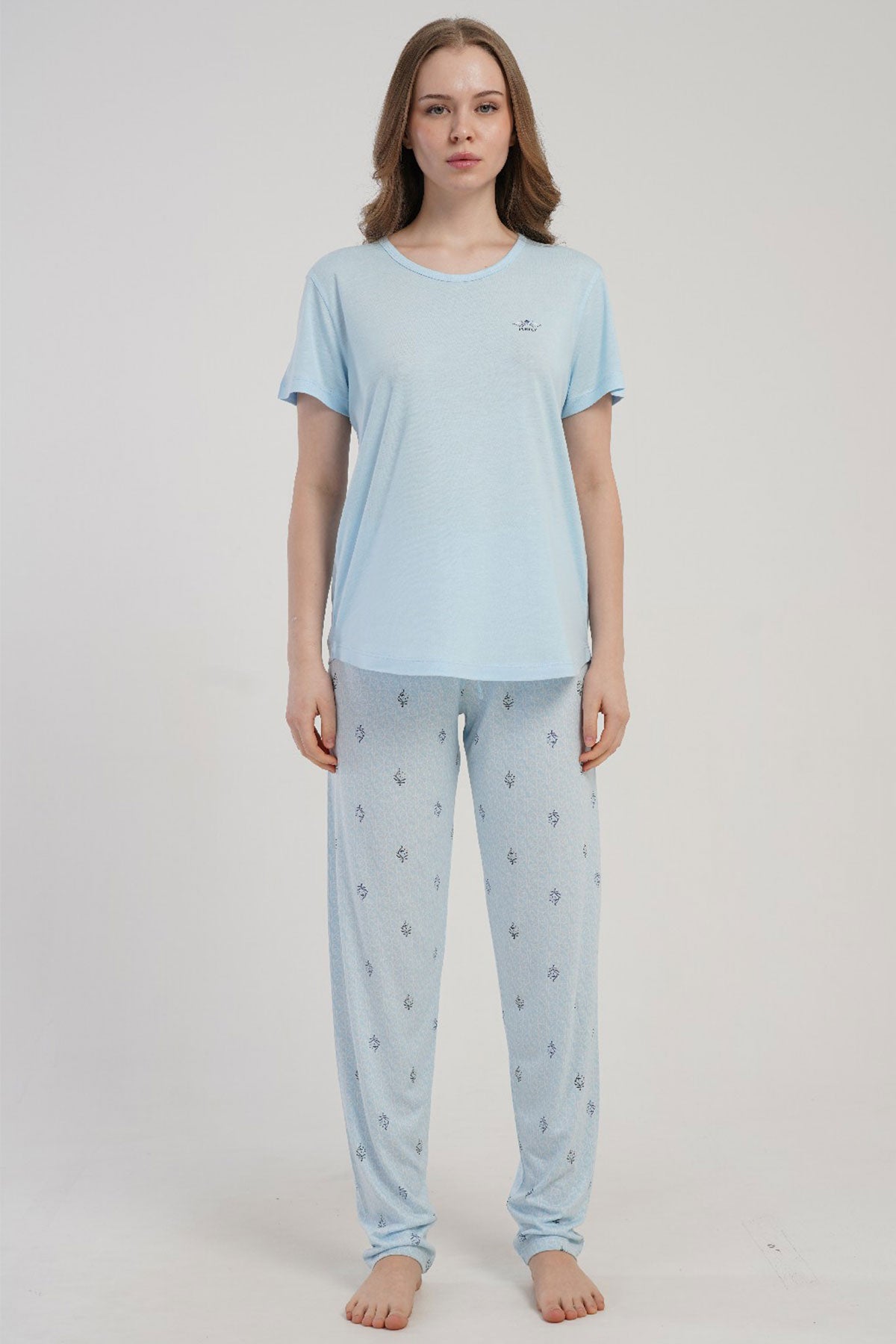 KADIN P.VISCON O YAKA KISA KOL ETEGI OVAL PIJAMA TAKIM