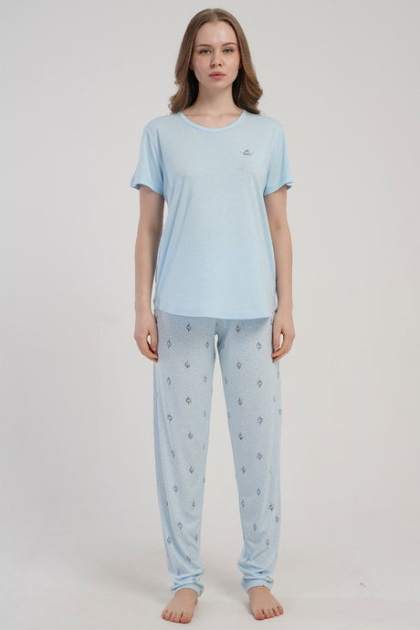 KADIN P.VISCON O YAKA KISA KOL ETEGI OVAL PIJAMA TAKIM