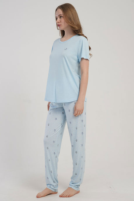 KADIN P.VISCON O YAKA KISA KOL ETEGI OVAL PIJAMA TAKIM