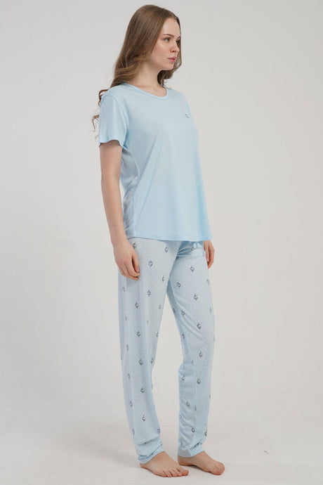 KADIN P.VISCON O YAKA KISA KOL ETEGI OVAL PIJAMA TAKIM