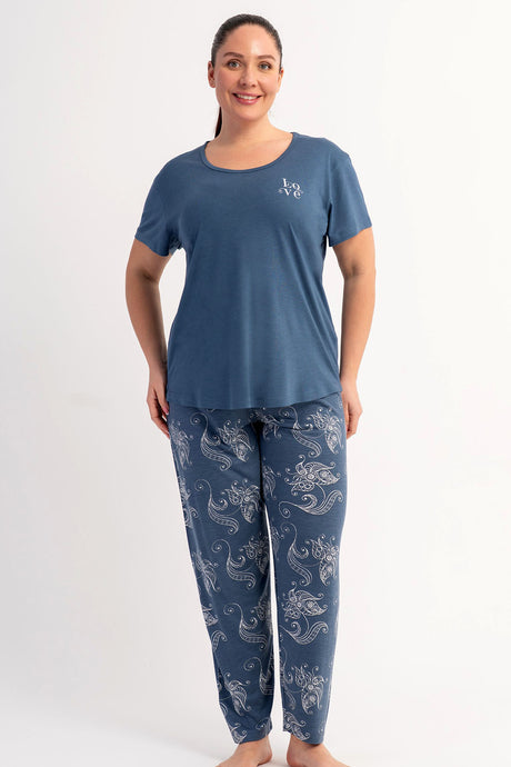 KADIN P.VISCON XXL O YAKA KISA KOL ETEGI OVAL PIJAMA TAKIM