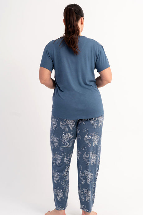 KADIN P.VISCON XXL O YAKA KISA KOL ETEGI OVAL PIJAMA TAKIM