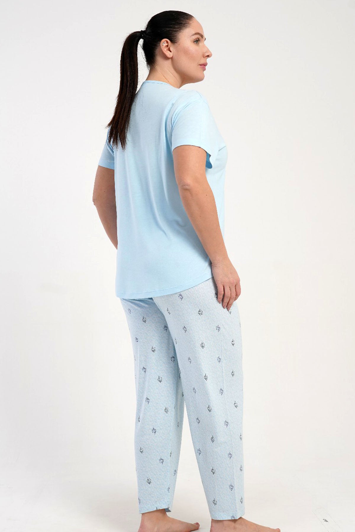 KADIN P.VISCON XXL O YAKA KISA KOL ETEGI OVAL PIJAMA TAKIM