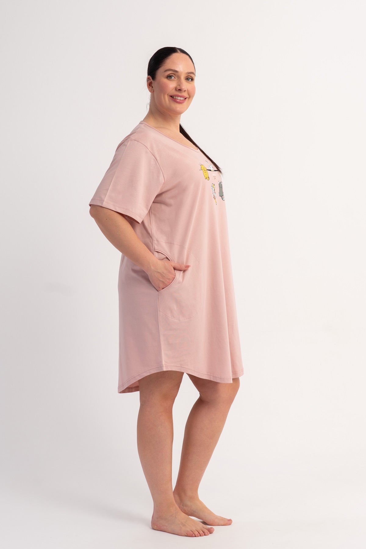 KADIN P.SUPREM XXL O YAKA KISA KOL ETEGI OVAL CEPLI TUNIK 601089