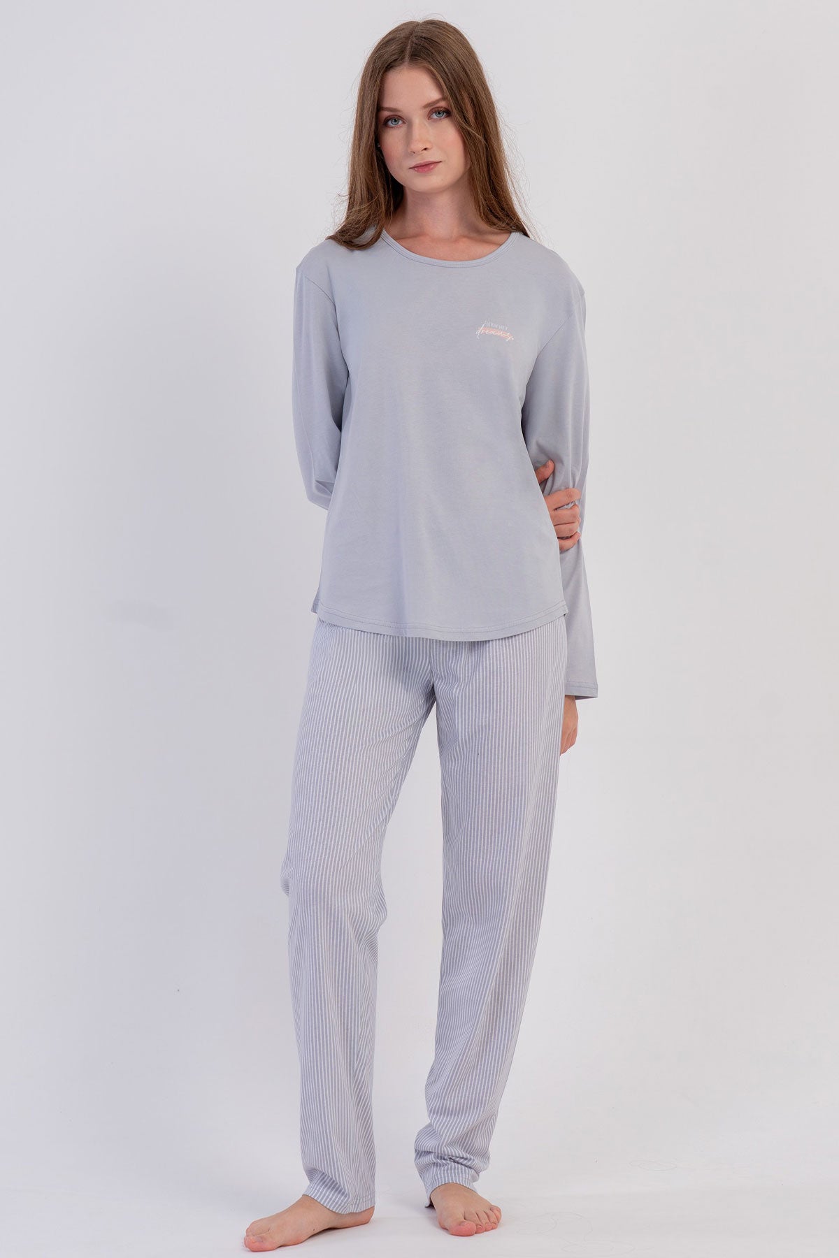 KADIN P.SUPREM O YAKA UZUN KOL ETEGI OVAL PIJAMA TAKIM