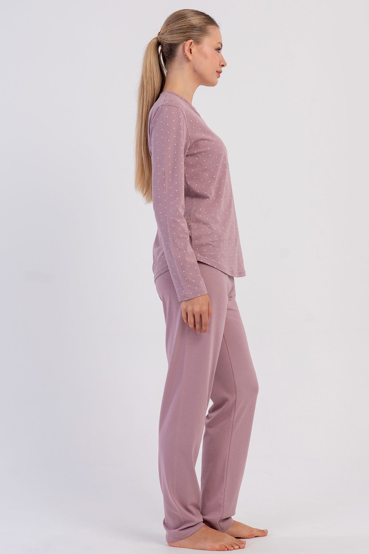 KADIN P.SUPREM O YAKA UZUN KOL ETEGI OVAL PIJAMA TAKIM 605050