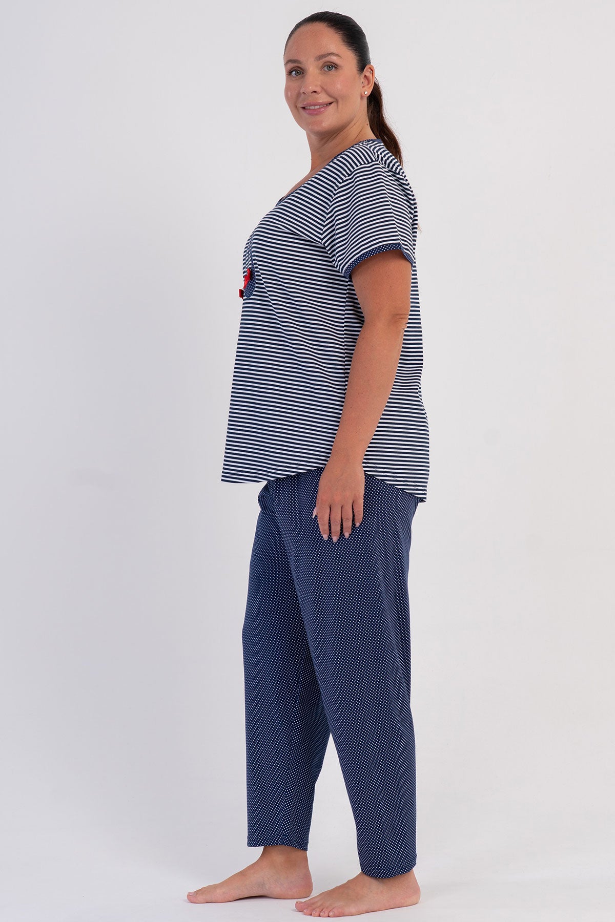 KADIN P.SUPREM XXL O YAKA KISA KOL ETEGI OVAL PIJAMA TAKIM