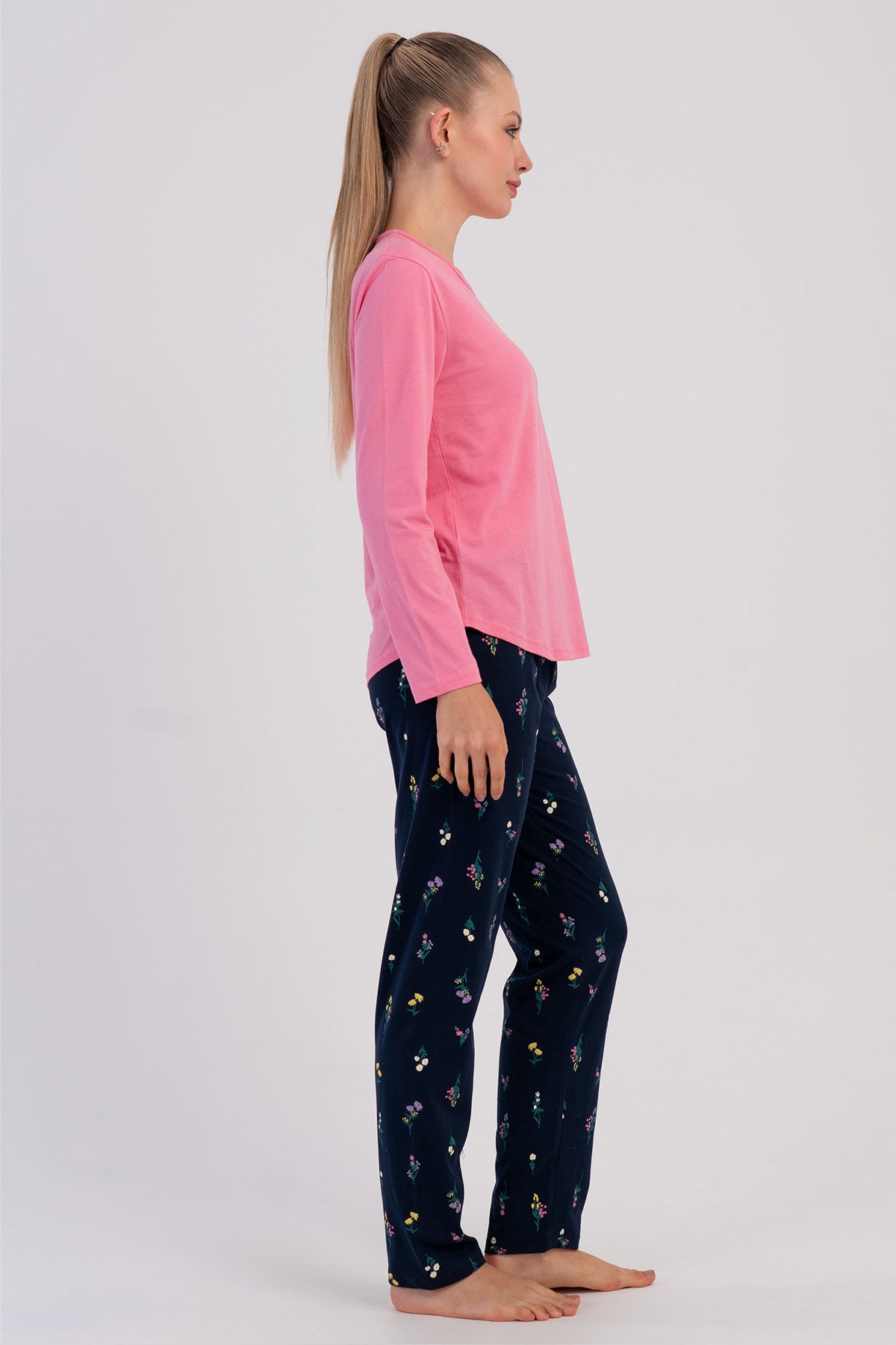 KADIN P.SUPREM O YAKA UZUN KOL ETEGI OVAL PIJAMA TAKIM 605087