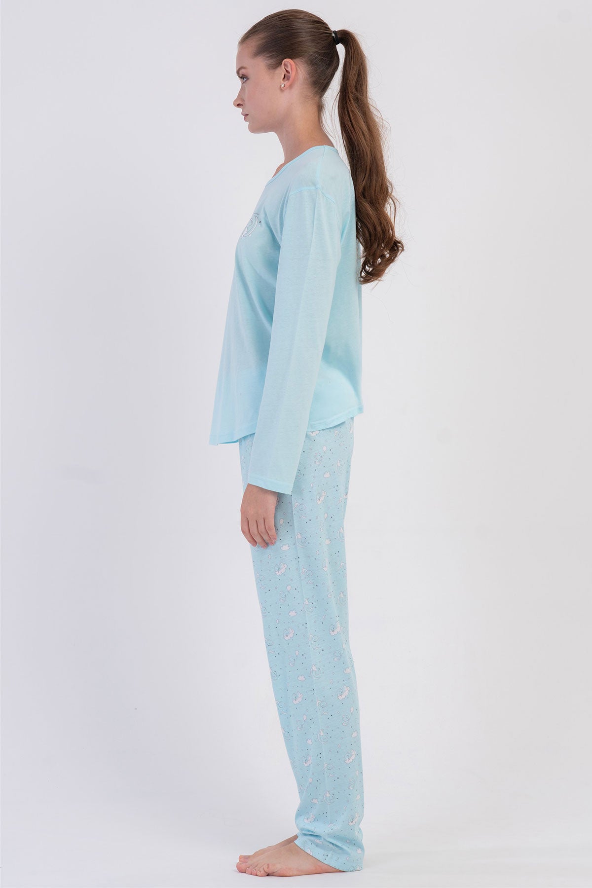 KADIN P.SUPREM O YAKA UZUN KOL ETEGI OVAL PIJAMA TAKIM