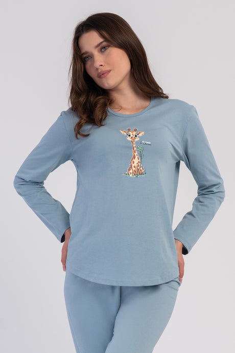 KADIN P.SUPREM O YAKA UZUN KOL ETEGI OVAL MANSETLI PIJAMA TAKIM 605154