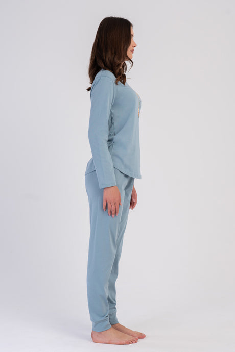 KADIN P.SUPREM O YAKA UZUN KOL ETEGI OVAL MANSETLI PIJAMA TAKIM 605154