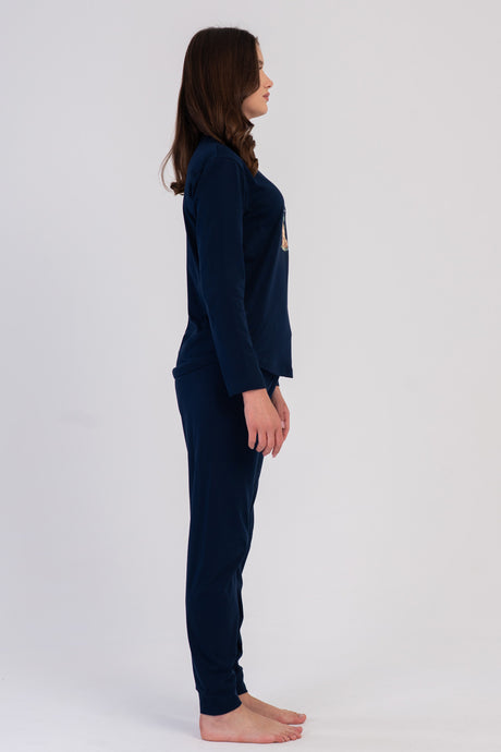 KADIN P.SUPREM O YAKA UZUN KOL ETEGI OVAL MANSETLI PIJAMA TAKIM 605154