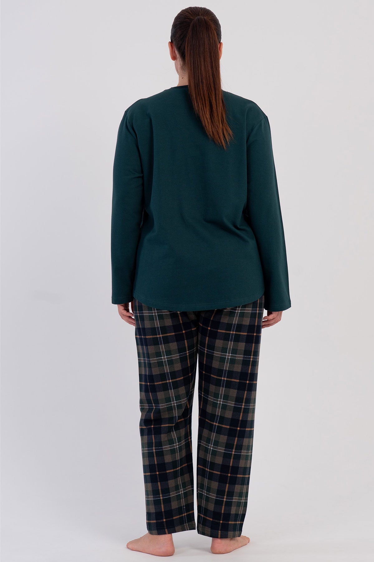 KADIN 2IPLIK XXL O YAKA UZUN KOL ETEGI OVAL PIJAMA TAKIM 605184