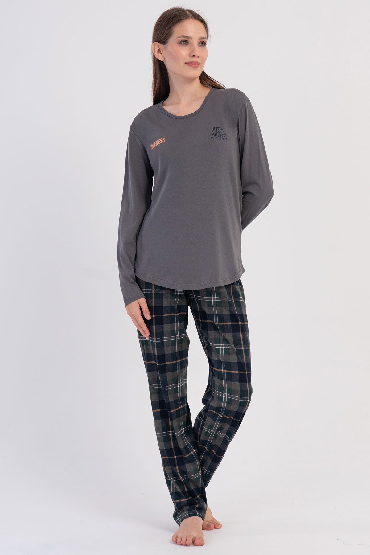 KADIN P.SUPREM O YAKA UZUN KOL ETEGI OVAL PIJAMA TAKIM 605190