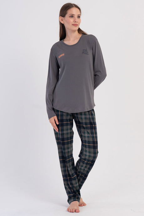 KADIN P.SUPREM O YAKA UZUN KOL ETEGI OVAL PIJAMA TAKIM 605190