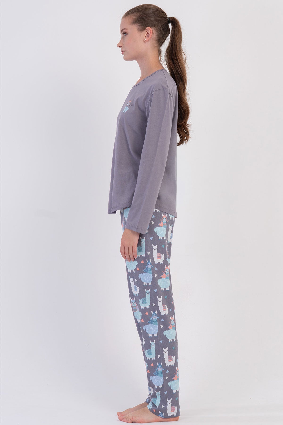 KADIN P.SUPREM O YAKA UZUN KOL ETEGI OVAL PIJAMA TAKIM