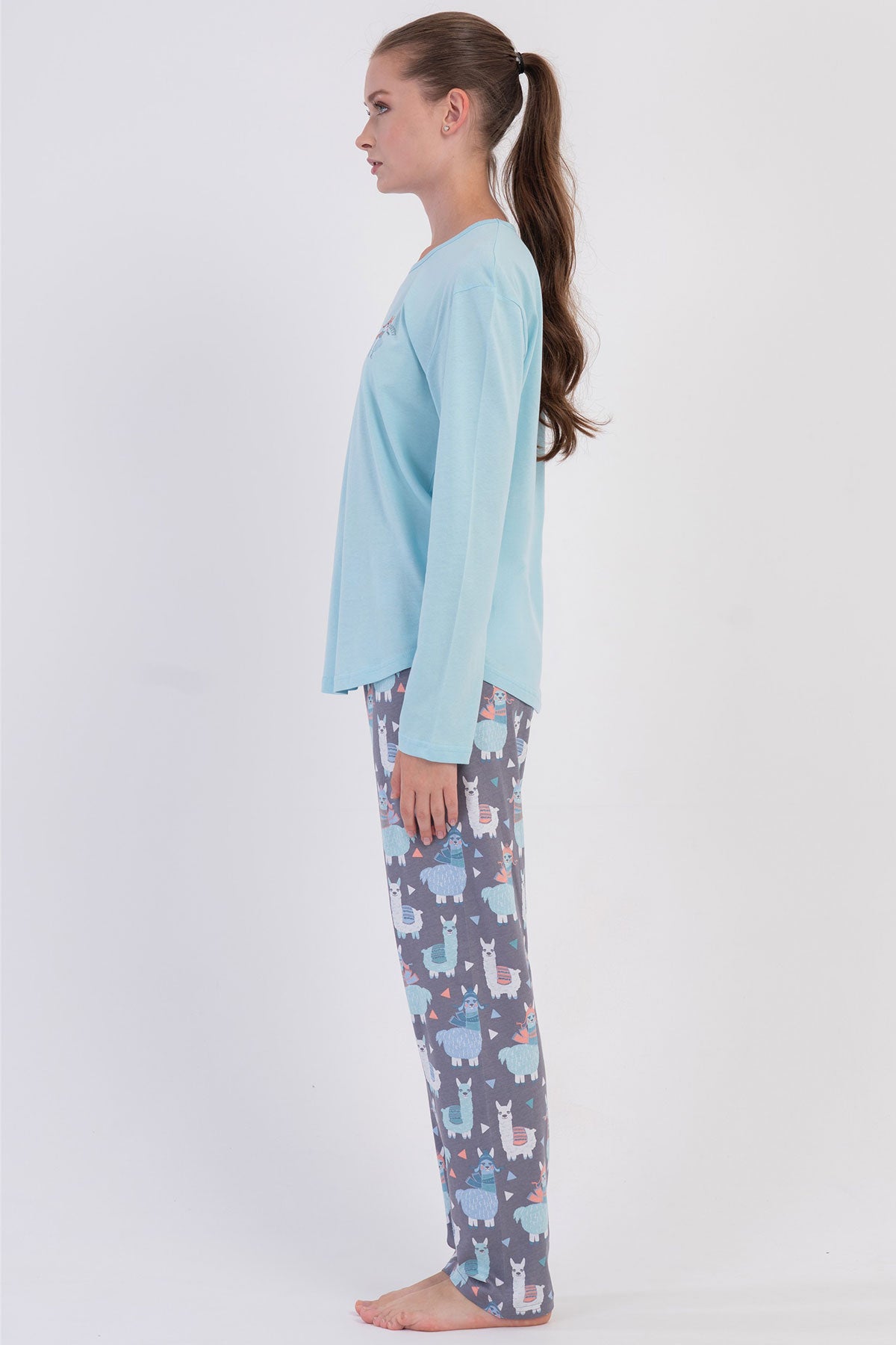 KADIN P.SUPREM O YAKA UZUN KOL ETEGI OVAL PIJAMA TAKIM