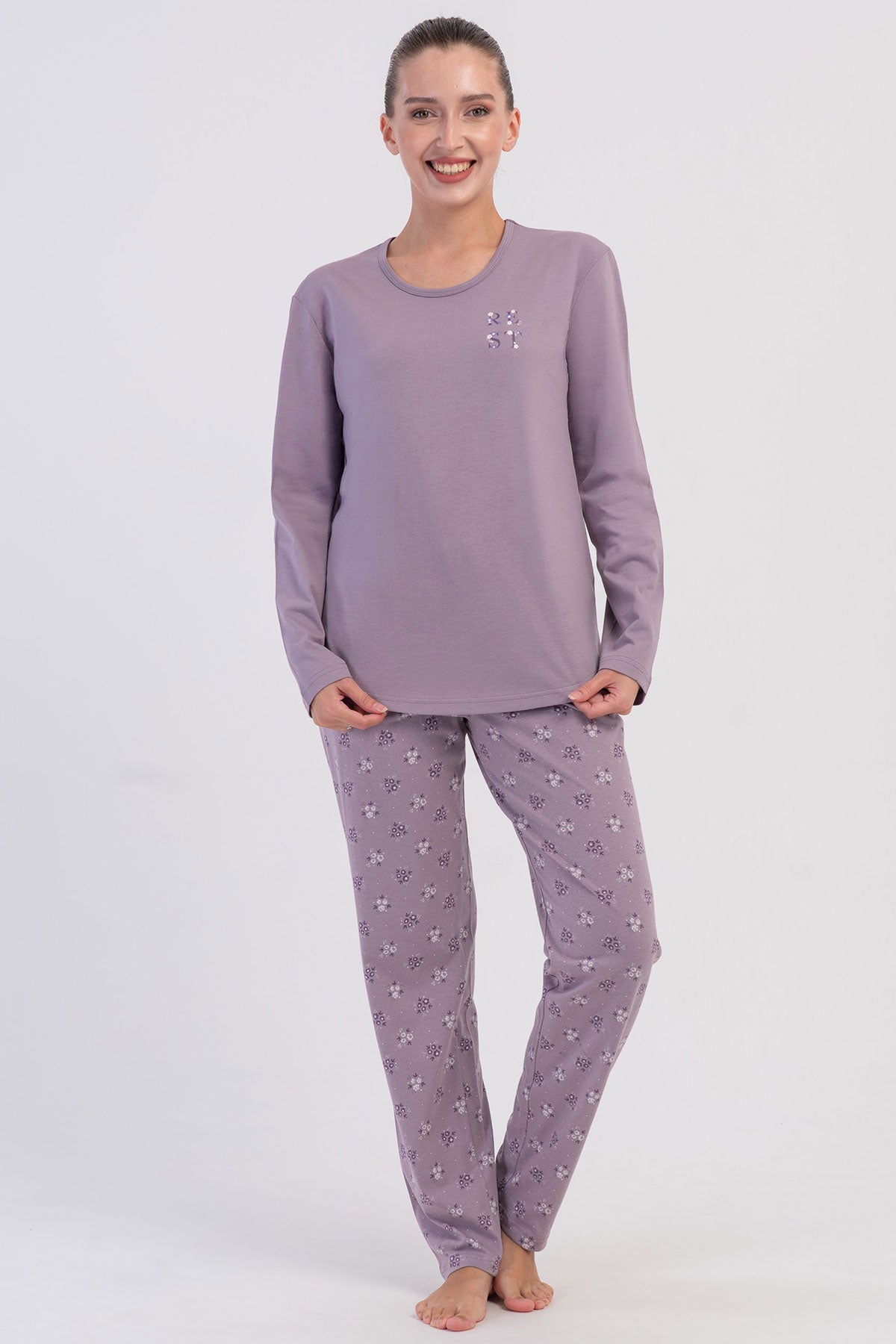 KADIN P.SUPREM O YAKA UZUN KOL ETEGI OVAL PIJAMA TAKIM