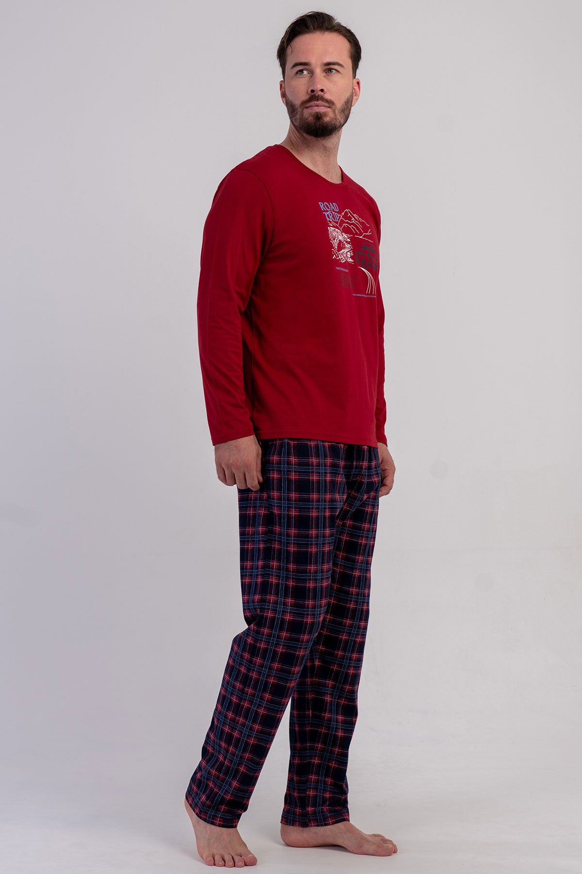 CEPLI ERKEK P.SUPREM O YAKA UZUN KOL PIJAMA TAKIM