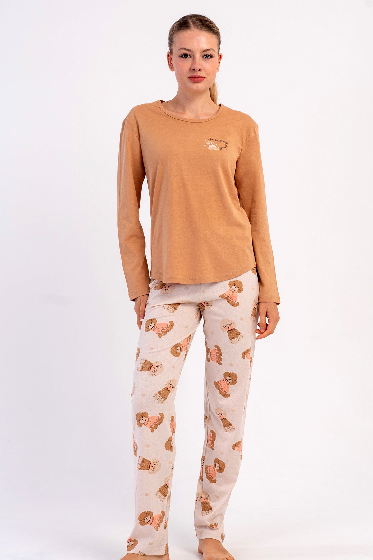 KADIN P.SUPREM O YAKA UZUN KOL ETEGI OVAL PIJAMA TAKIM