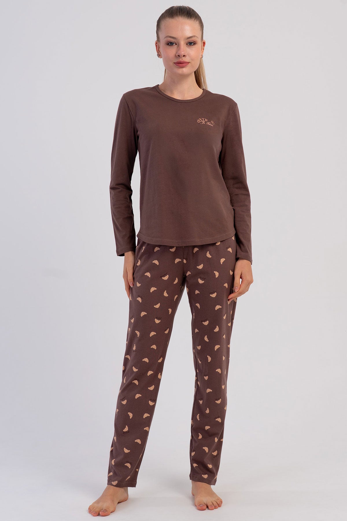 KADIN P.SUPREM O YAKA UZUN KOL ETEGI OVAL PIJAMA TAKIM