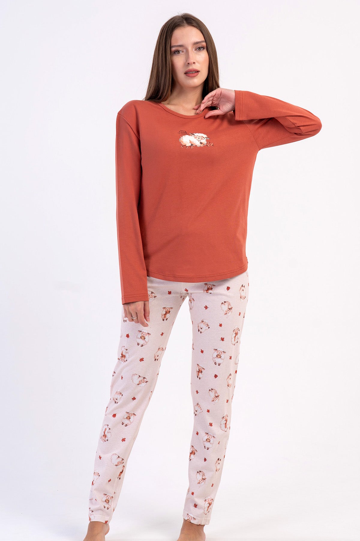 KADIN P.SUPREM O YAKA UZUN KOL ETEGI OVAL PIJAMA TAKIM