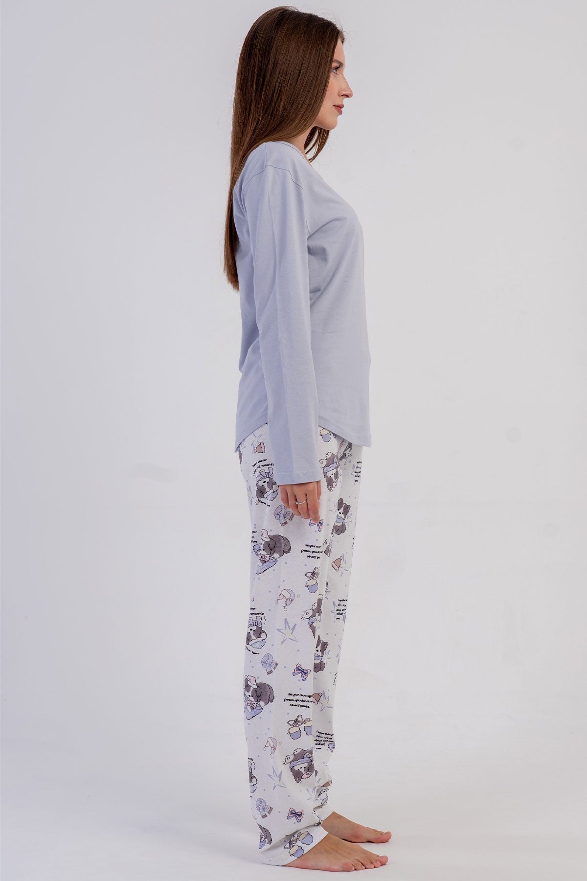 KADIN P.SUPREM O YAKA UZUN KOL ETEGI OVAL PIJAMA TAKIM