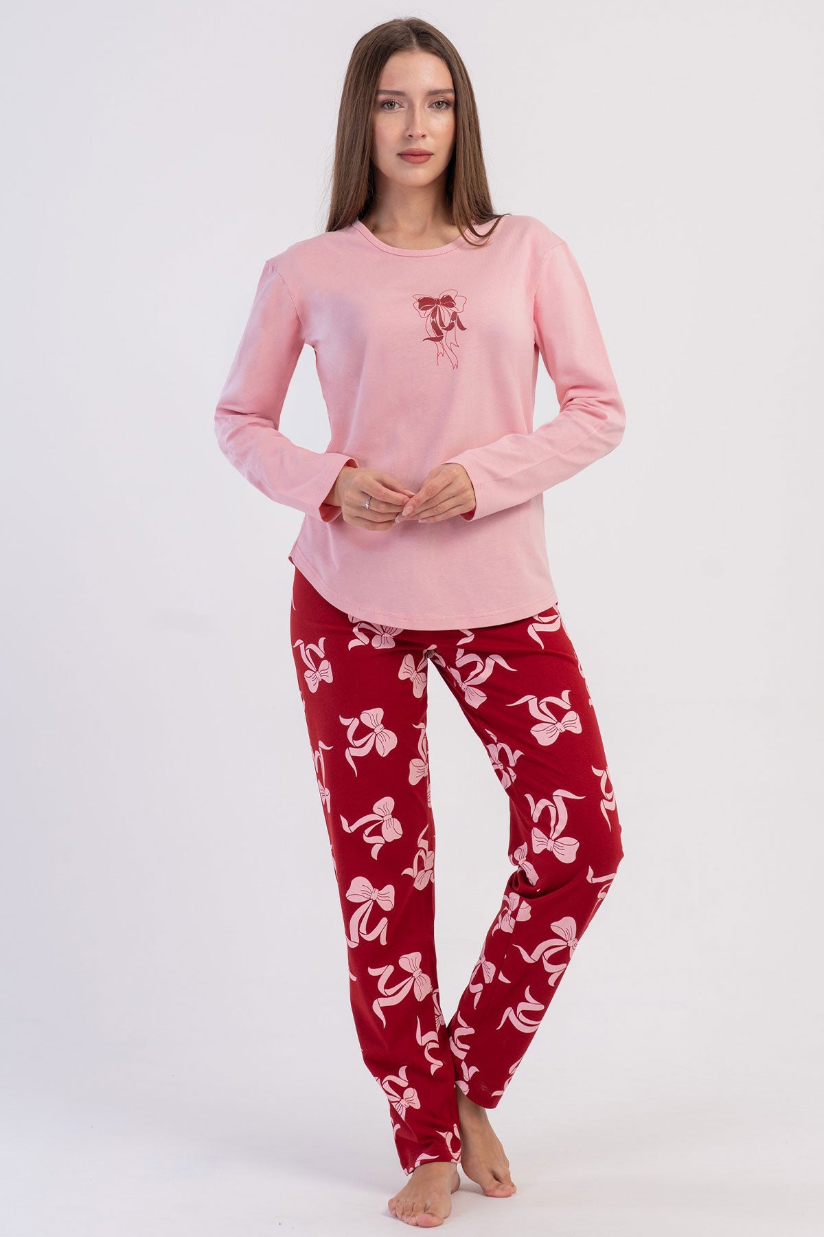 KADIN P.SUPREM O YAKA UZUN KOL ETEGI OVAL PIJAMA TAKIM