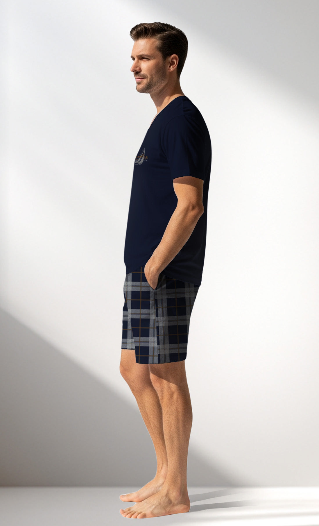 Man Supreme PacificSoul V Neck Short Set - A-LACIVERT - Image 2