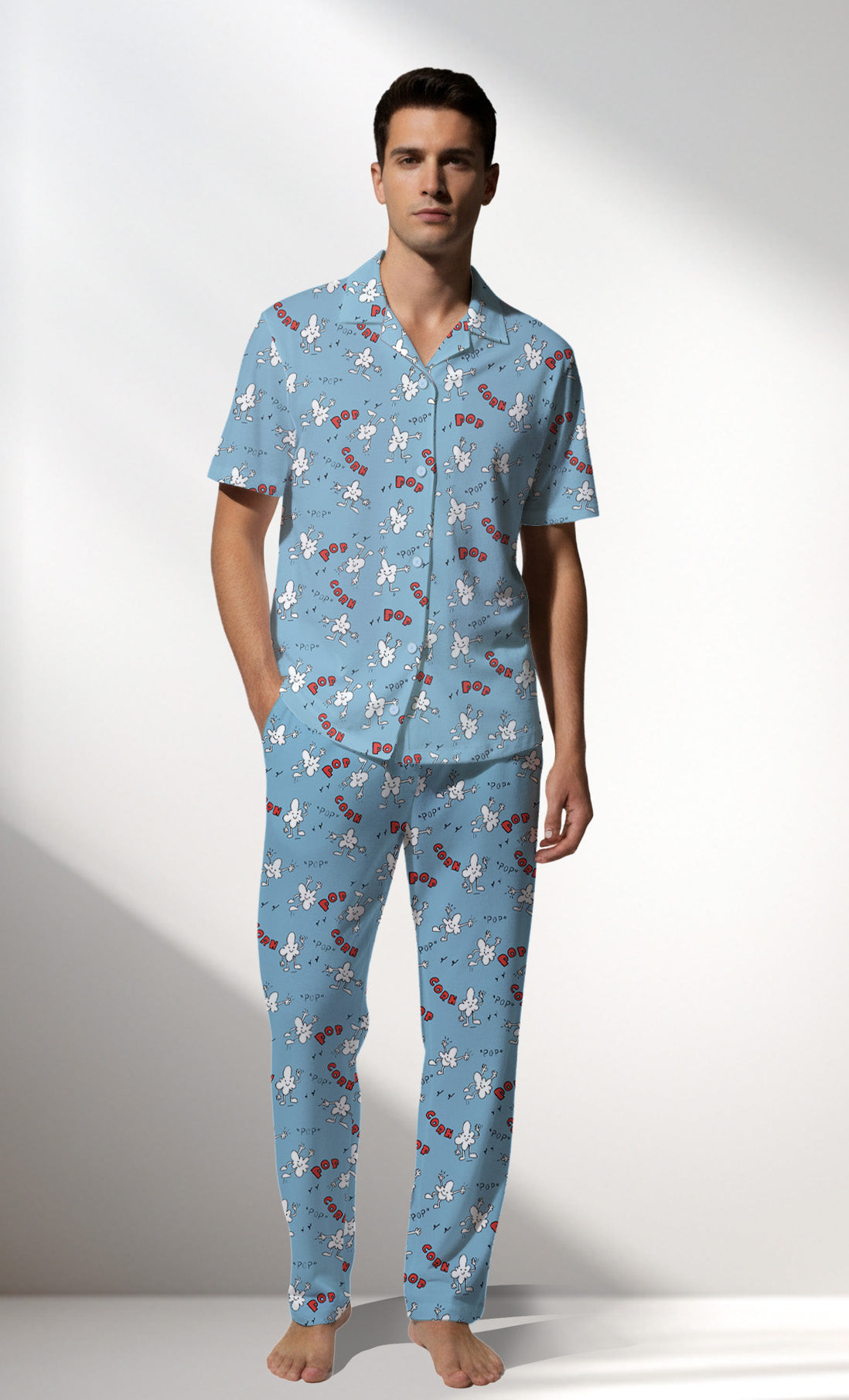 Man Supreme PopcornLove Buttoned Pyjama Set - ROTASYON - Image 1