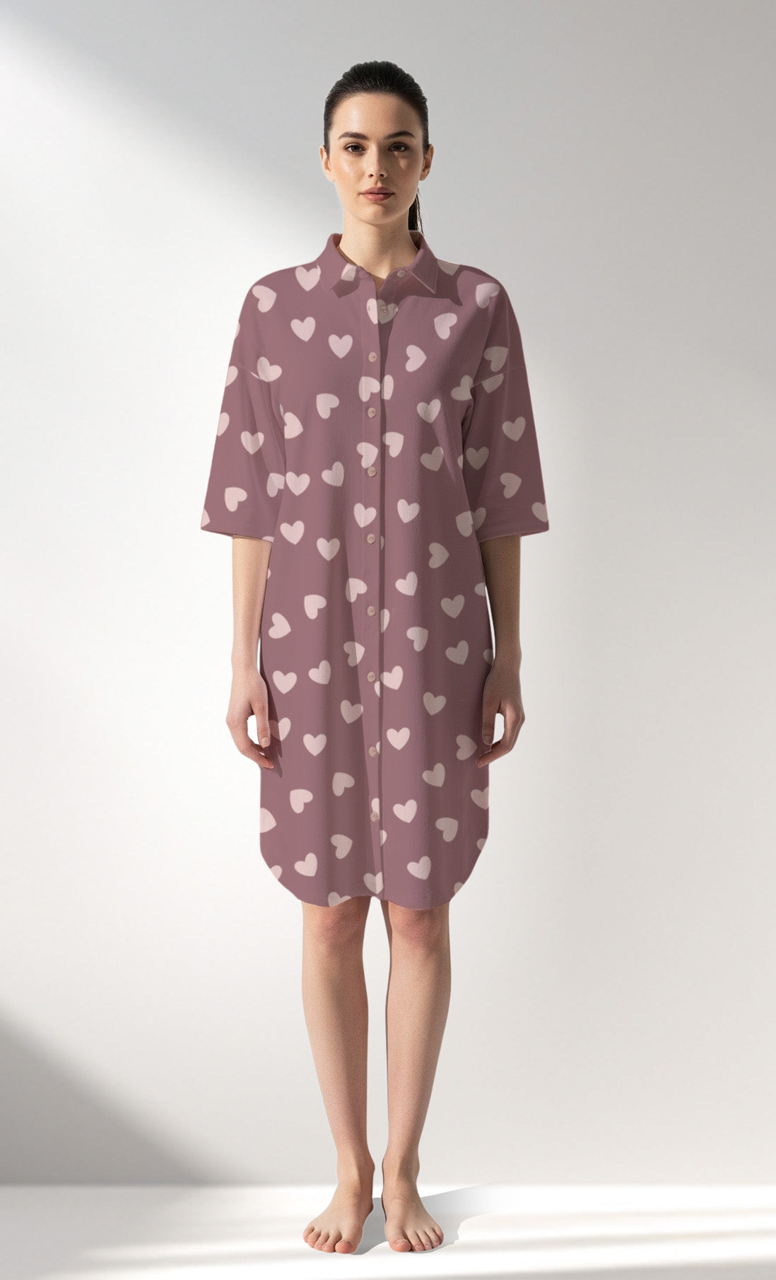 Woman Supreme BigHeart Shirt Tunic - ROTASYON (KOYU ZEMIN) - Image 1