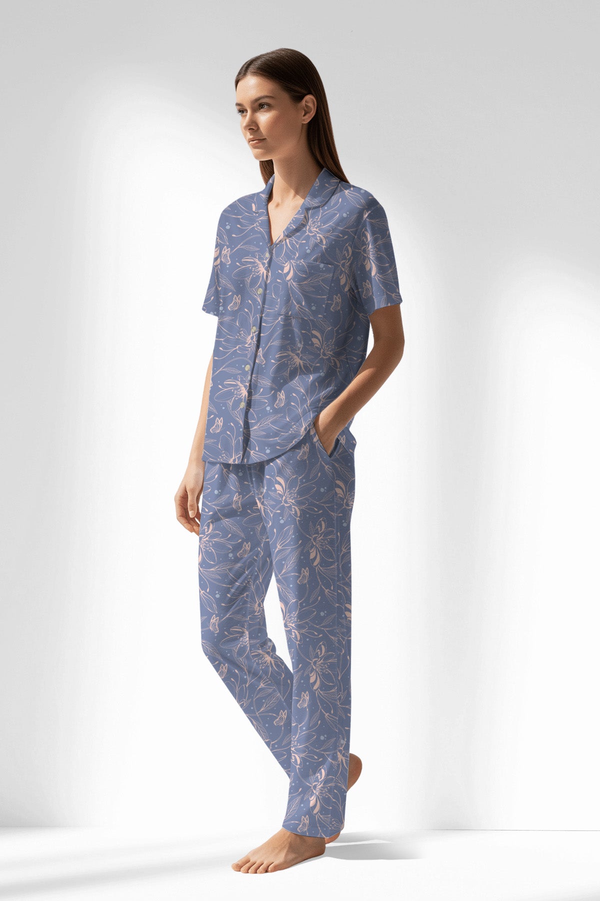 Woman Polyviscon Aurella Buttoned Pyjama Set - ROTASYON - Image 2