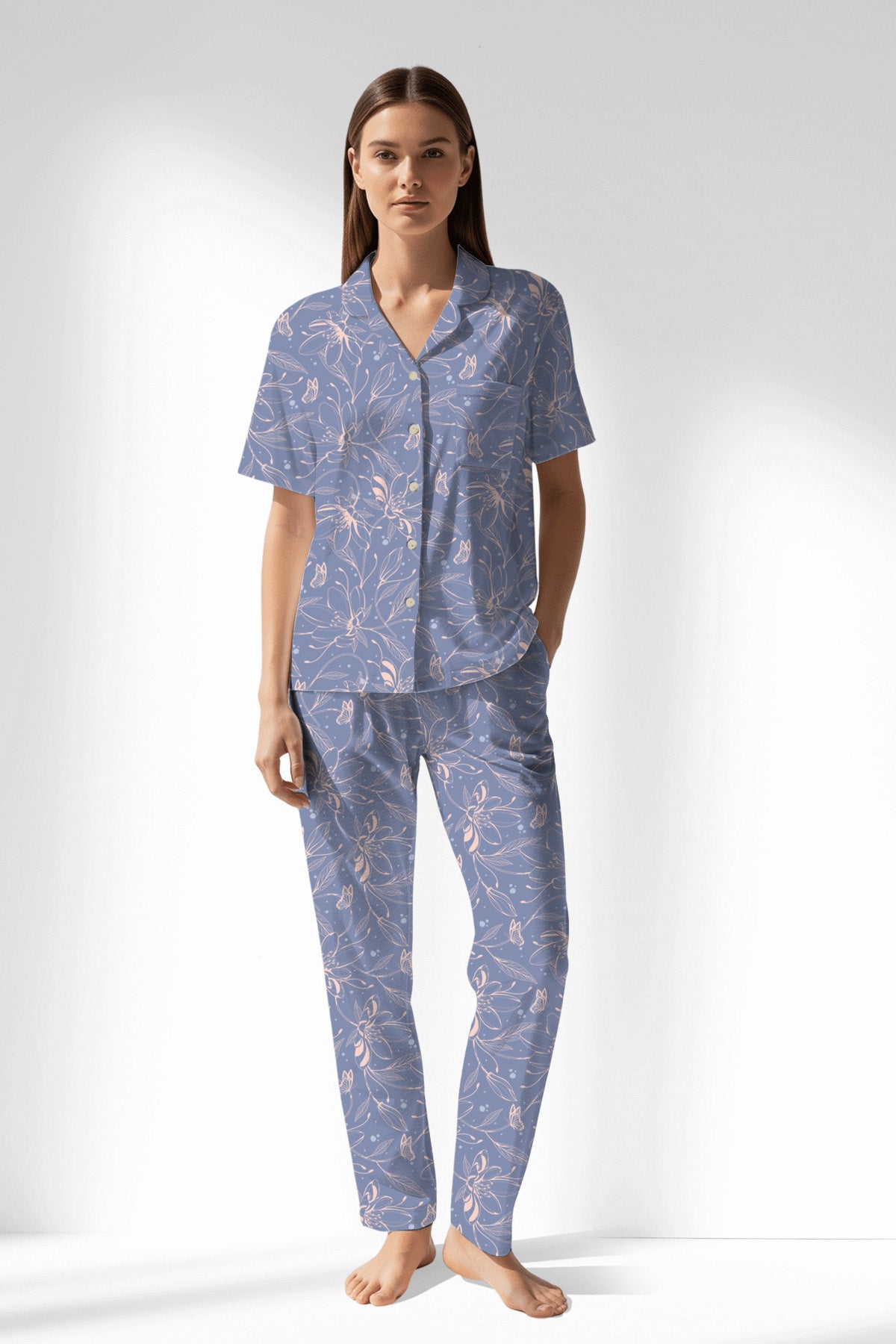 Woman Polyviscon Aurella Buttoned Pyjama Set - ROTASYON - Image 1