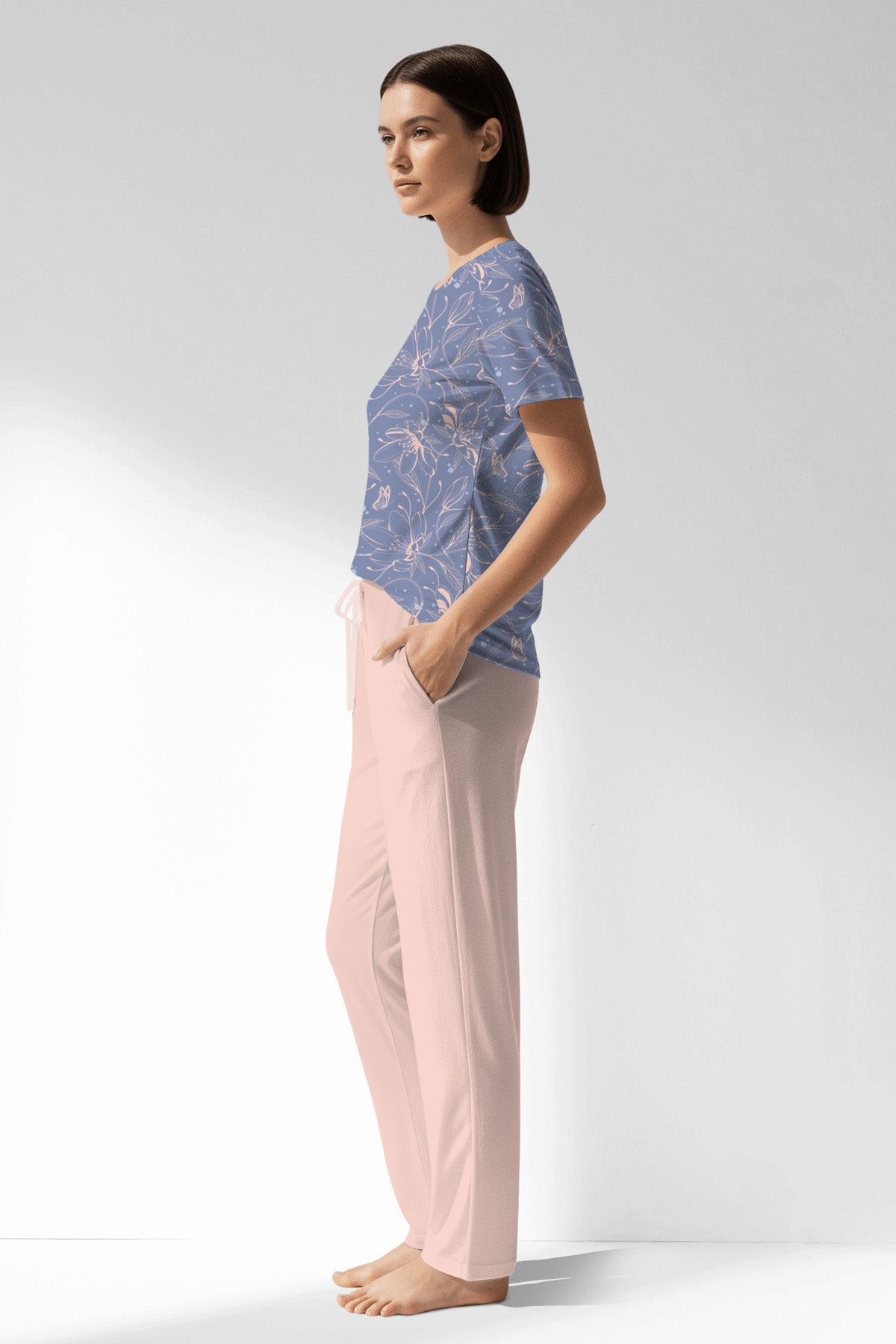 Woman Polyviscon Aurella Pocket Detail Pyjama Set - ROTASYON - Image 2