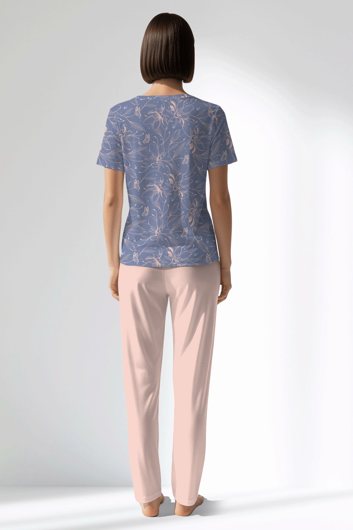 Woman Polyviscon Aurella Pocket Detail Pyjama Set - ROTASYON - Image 3