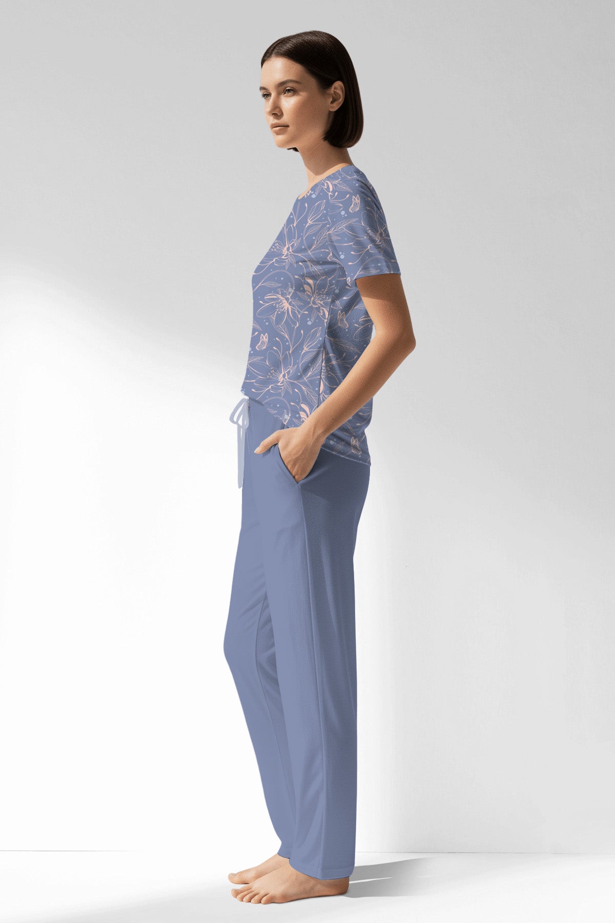 Woman Polyviscon Aurella Pocket Detail Pyjama Set - B-ROTASYON - Image 2