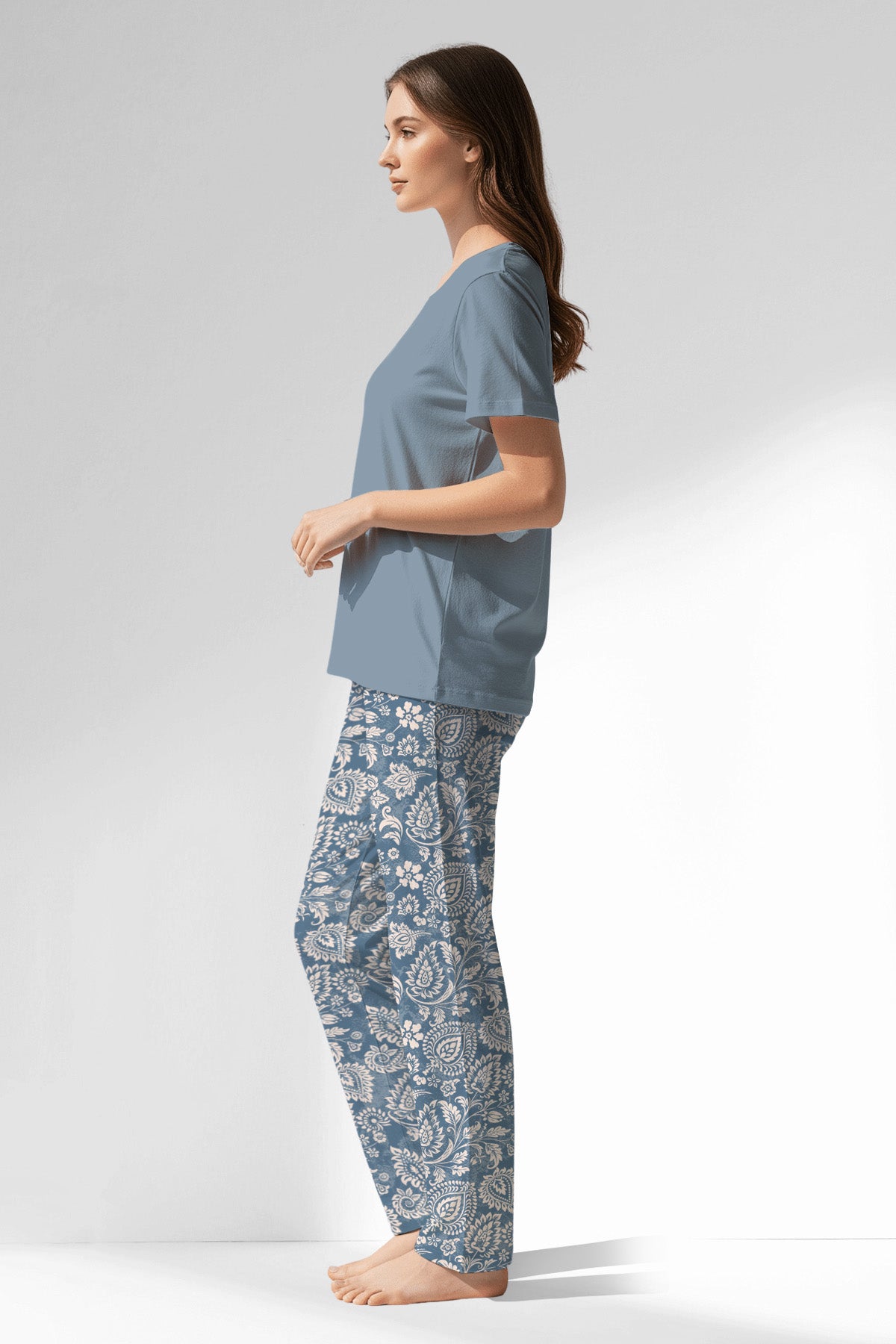 Woman Polyviscon Edelia Pyjama Set - MAVİ - Image 2