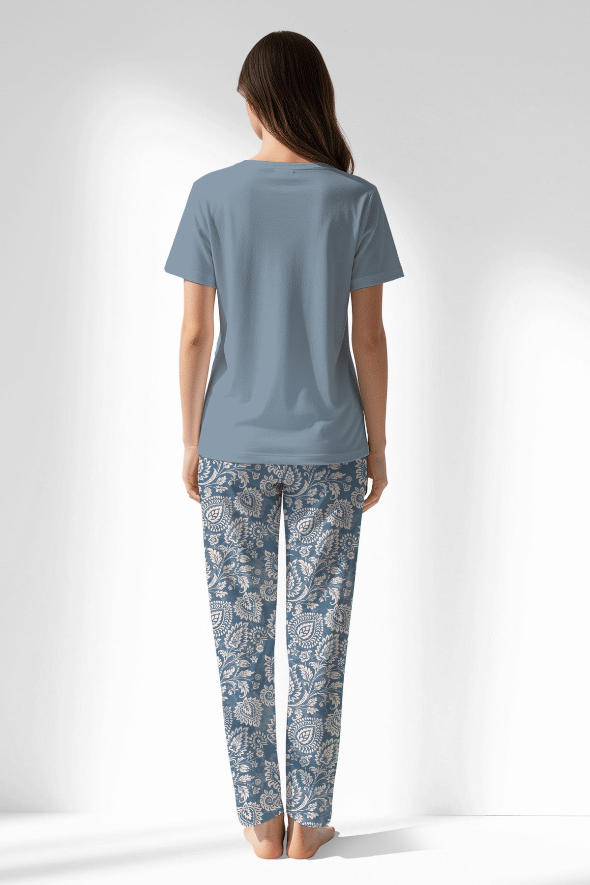 Woman Polyviscon Edelia Pyjama Set - MAVİ - Image 3