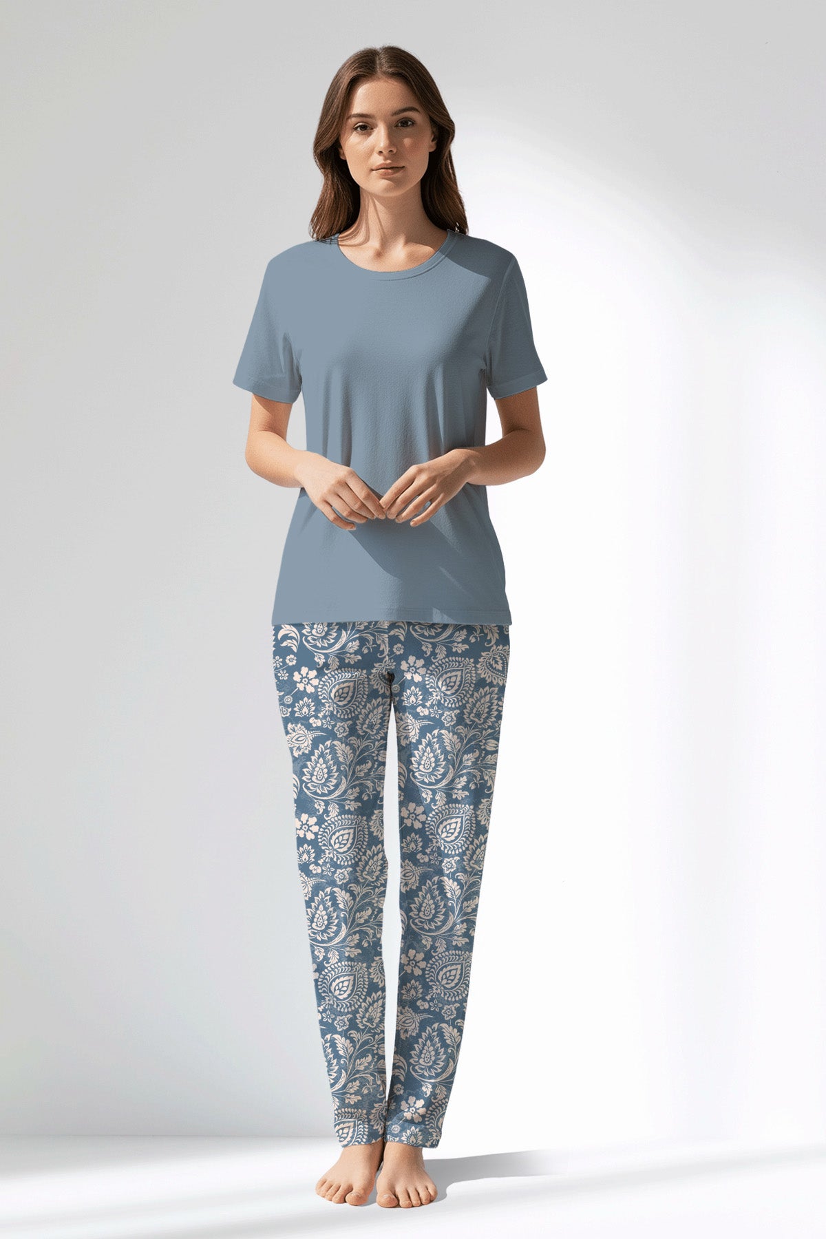 Woman Polyviscon Edelia Pyjama Set - MAVİ - Image 1