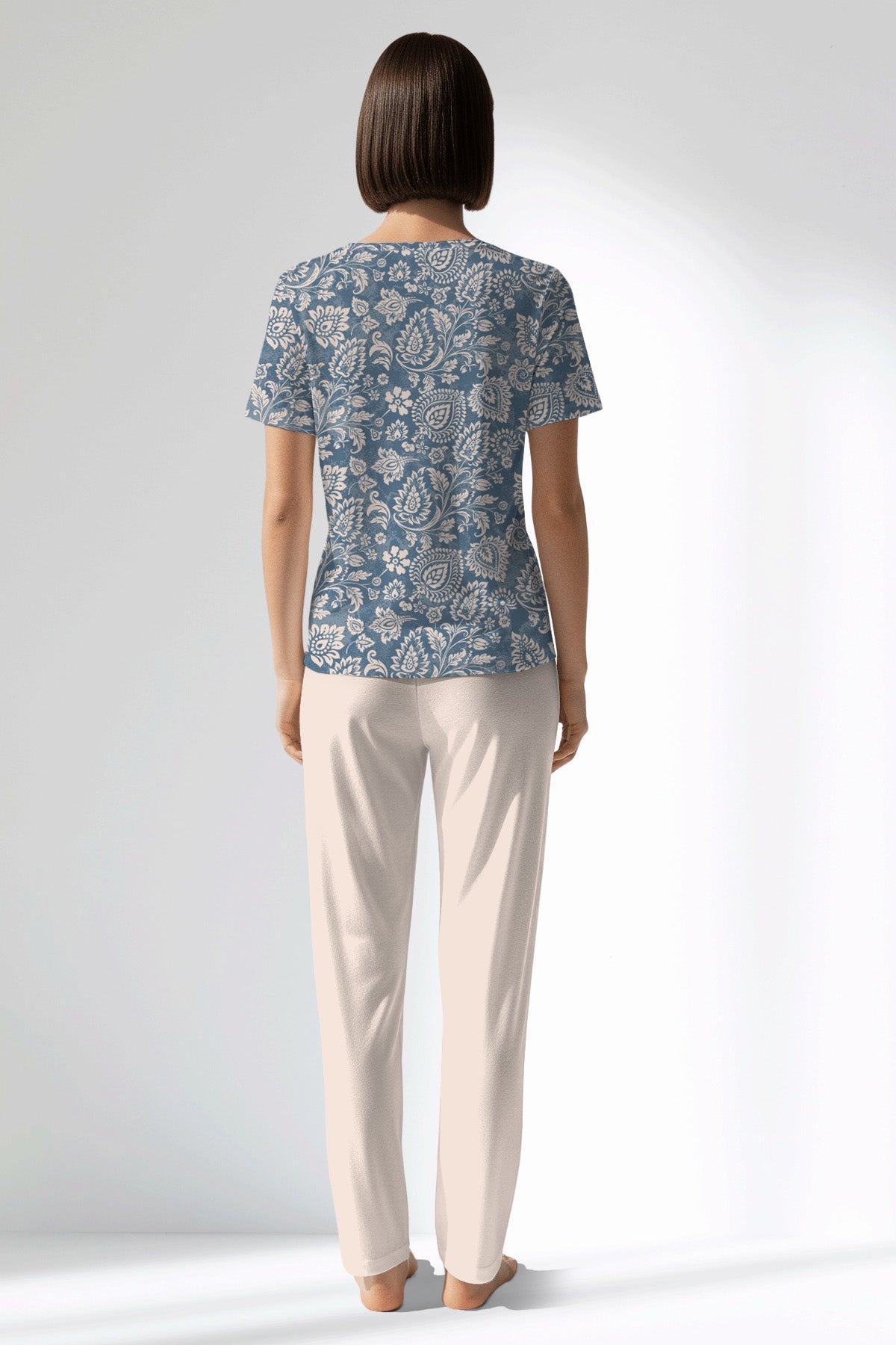 Woman Polyviscon Edelia Pocket Detail Pyjama Set - B-ROTASYON - Image 3