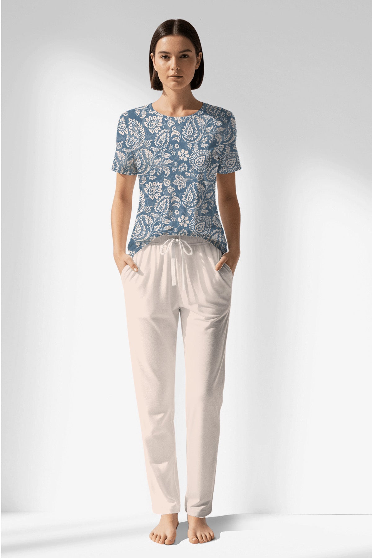 Woman Polyviscon Edelia Pocket Detail Pyjama Set - B-ROTASYON - Image 1