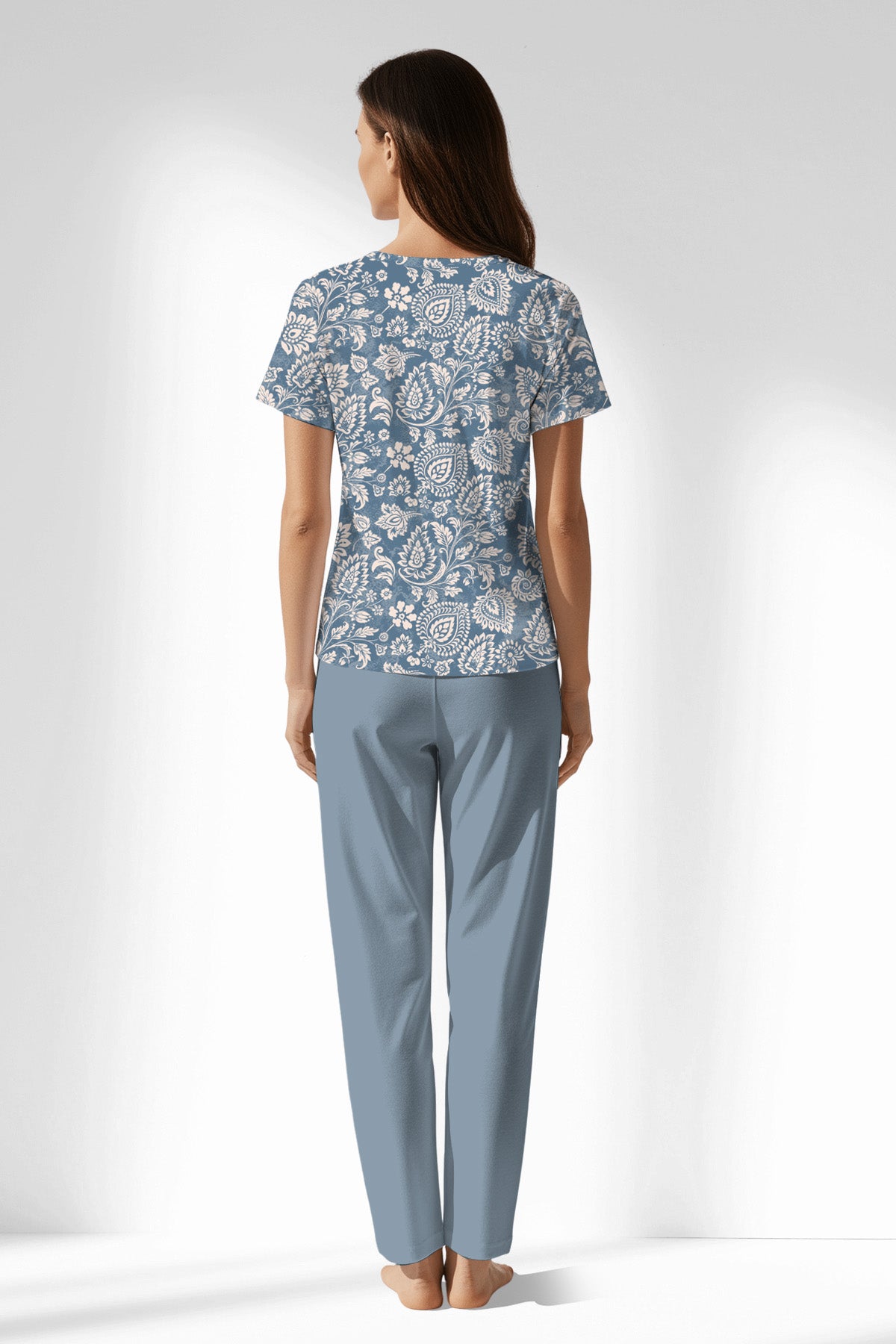 Woman Polyviscon Edelia Buttoned Collar Pyjama Set - ROTASYON - Image 3